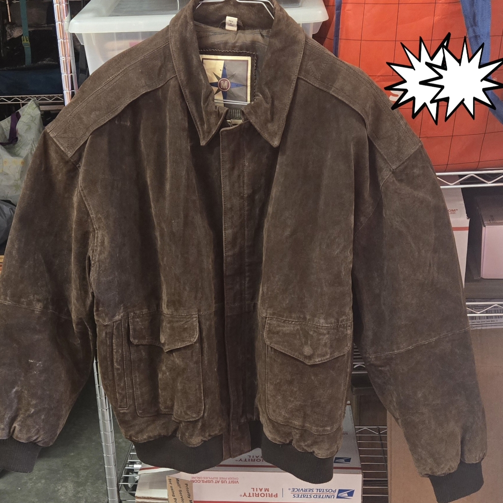 Vintage Middlebroon Suede Bomber Jacket - Brown